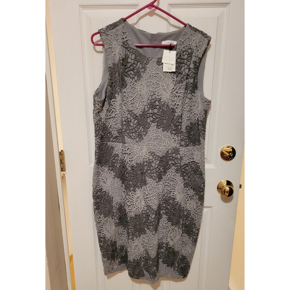 Calvin Klein Lace Overlay Sleeveless Sheath Dress size 16
